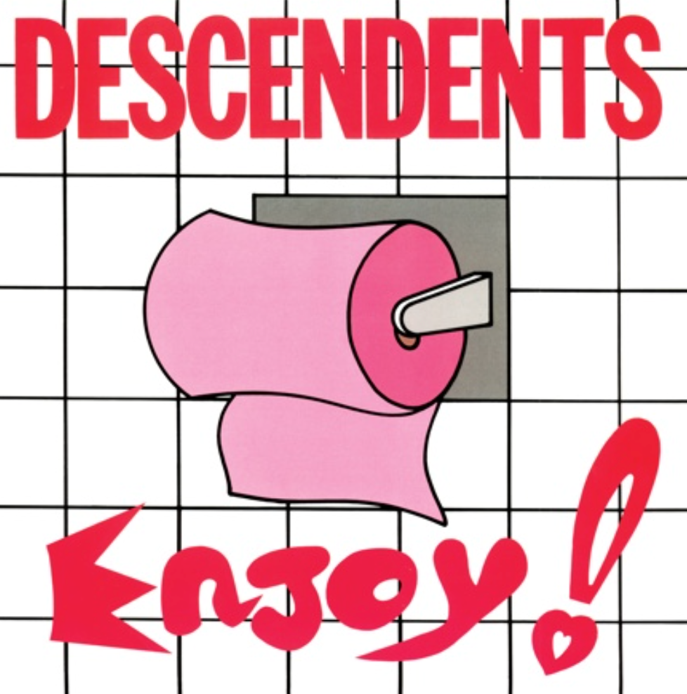 Descendents Enjoy album cover artwork featuring pink toilet paper roll illustration on tiled background