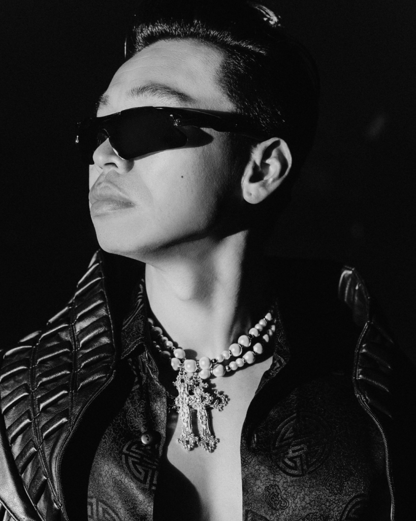ZHU black and white press photo sunglasses necklace BLACK MIDAS era