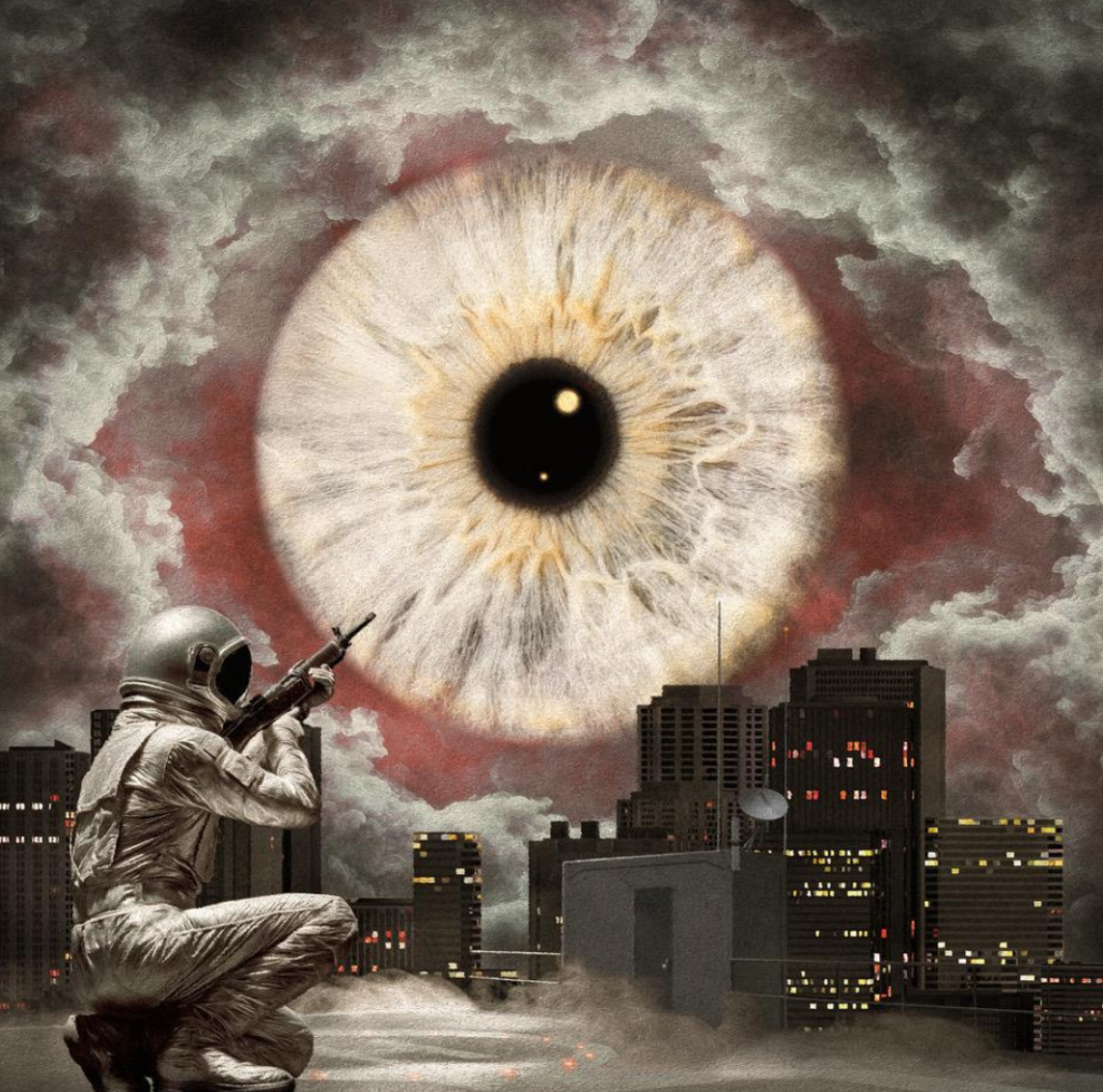 Failure Location Lost album cover artwork featuring surreal eye over city skyline