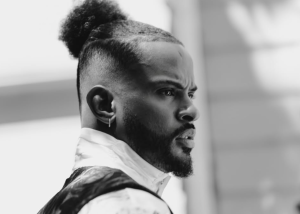 Trevor Jackson black and white portrait promoting the album I Love You, Goodbye