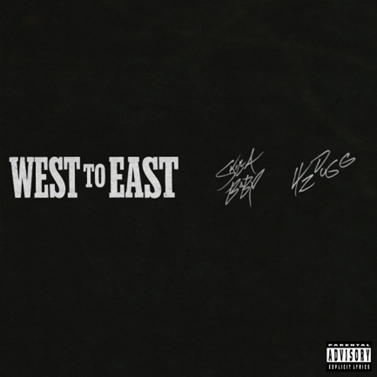 Skilla Baby West to East single cover featuring bold white typography on black background
