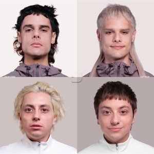 CA7RIEL and Paco Amoroso before and after transformation portraits for FREE SPIRITS album campaign