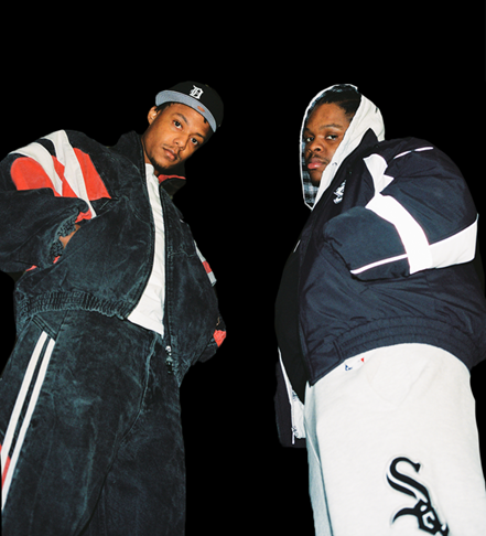 Skilla Baby and 42 Dugg posing in streetwear for West to East single release press photo