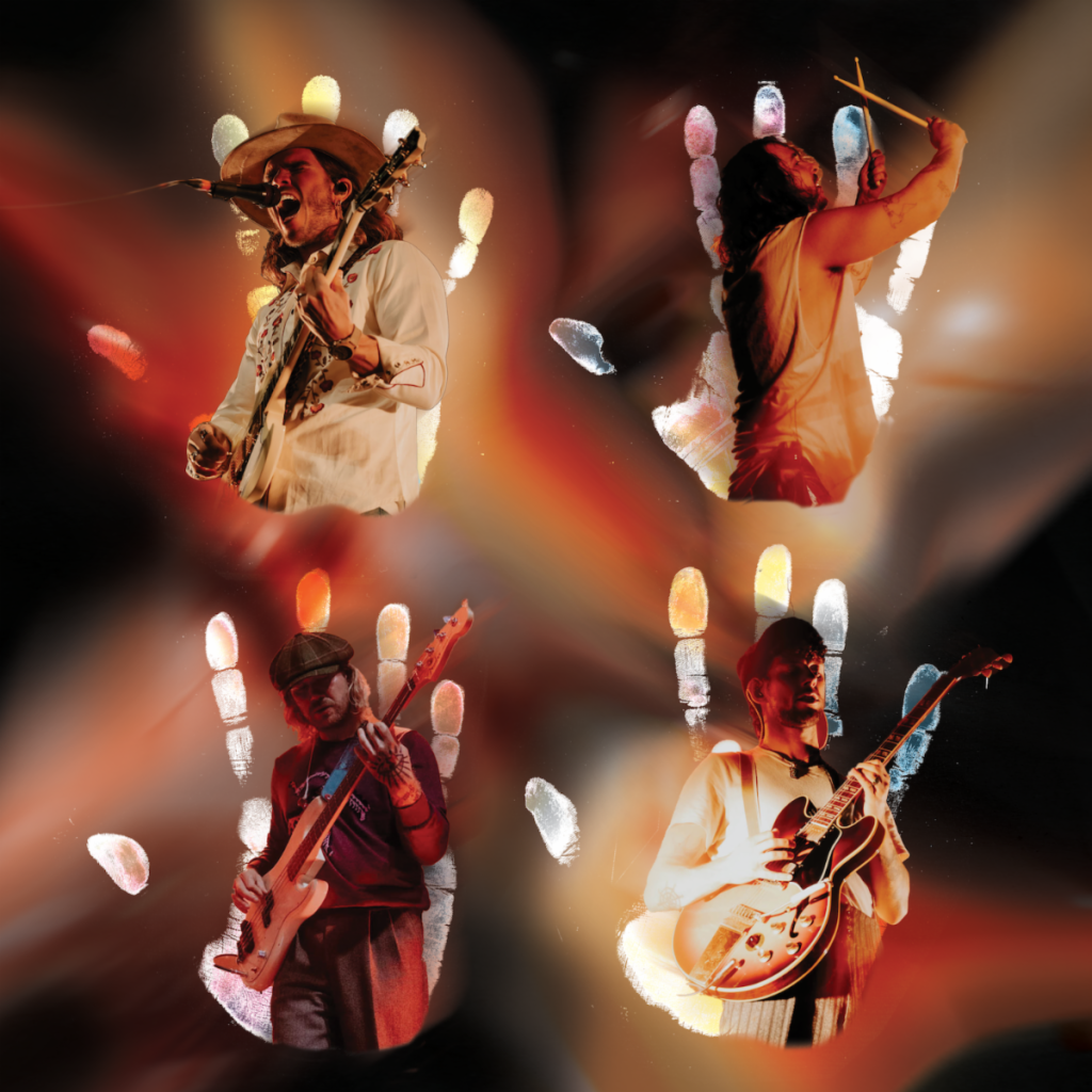 KALEO live performance collage featuring band members on stage during Way Down We Go tour