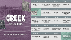 Greek Theatre Berkeley 2026 lineup poster full concert schedule
