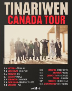 Tinariwen 2026 Canada tour poster with dates and cities