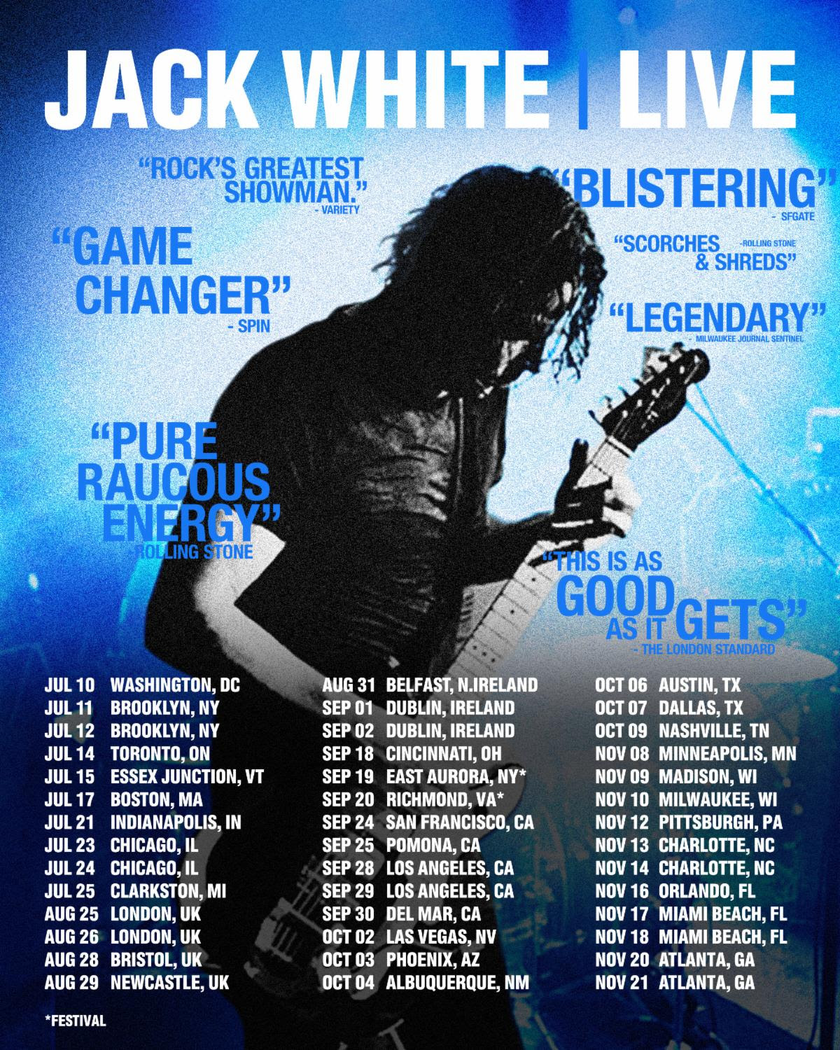 Jack White 2026 tour dates poster North America UK Europe