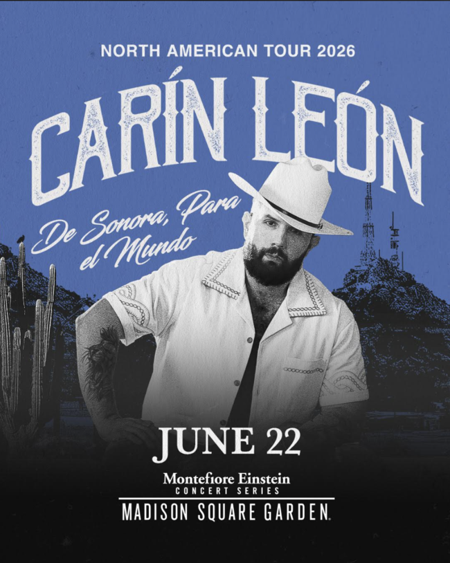 Carín León Madison Square Garden 2026 tour poster North American tour announcement