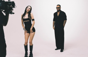 TroyBoi and Daya pose in minimalist studio during HUSH single photoshoot 2026