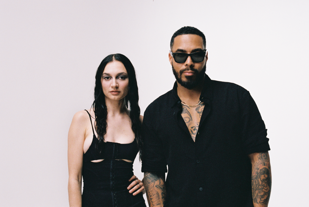 Close-up portrait of TroyBoi and Daya promoting HUSH collaboration single
