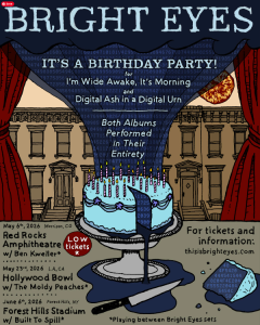 Bright Eyes 21st anniversary concert poster featuring I’m Wide Awake It’s Morning and Digital Ash albums performed in full
