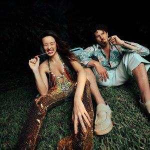 Monsieur Periné band portrait standing backyard Latin pop duo 2026
