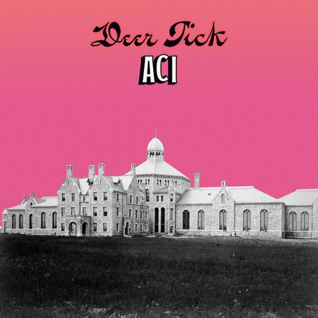 Members of Deer Tick posing outdoors near the water ahead of the release of their album ACI