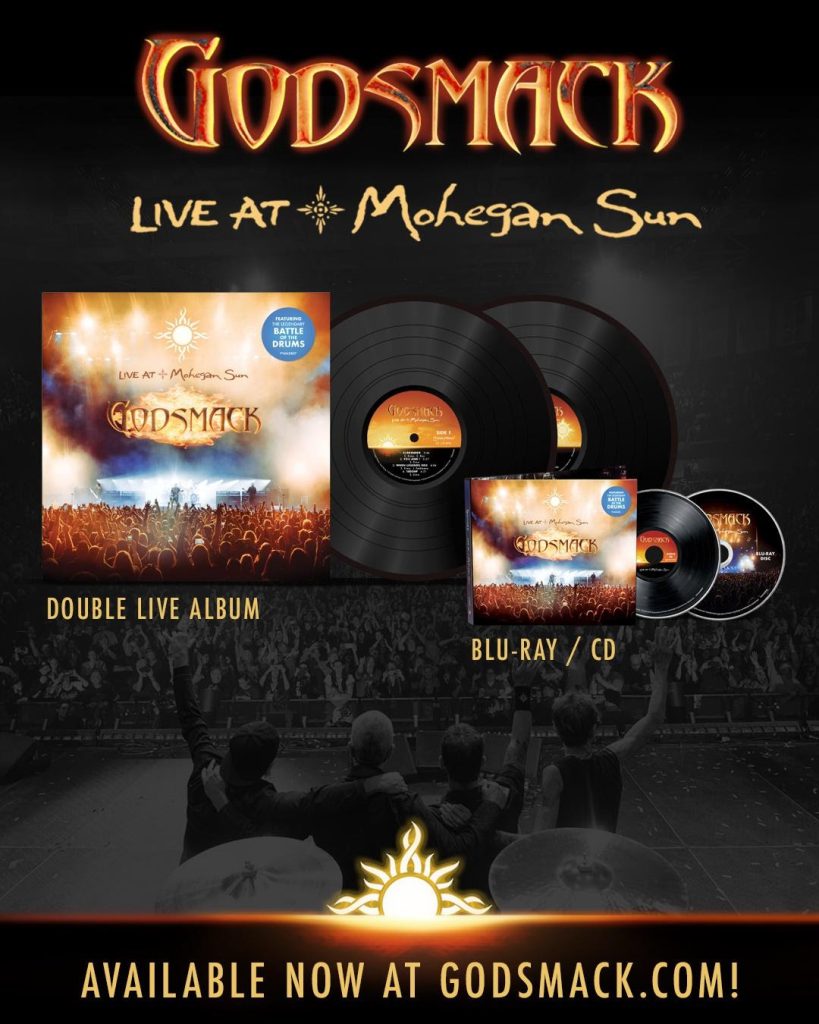 Godsmack Live at Mohegan Sun album cover with crowd and stage lights