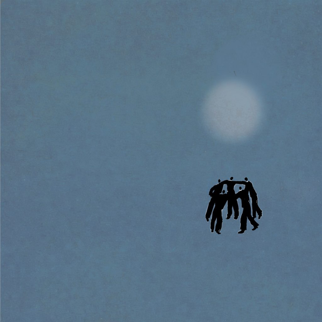 Artwork for Charlotte Cardin's single "Take Me Back" featuring silhouetted figures beneath a pale moon