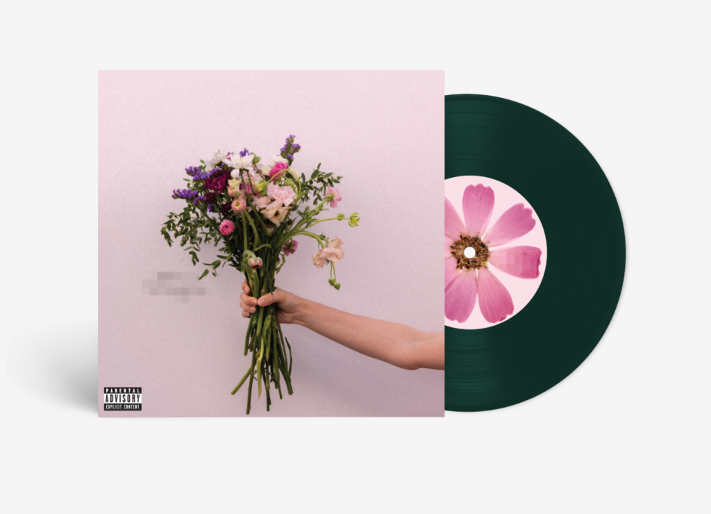 Olivia Rodrigo vinyl edition of you seem pretty sad for a girl so in love featuring a bouquet of flowers on the album cover