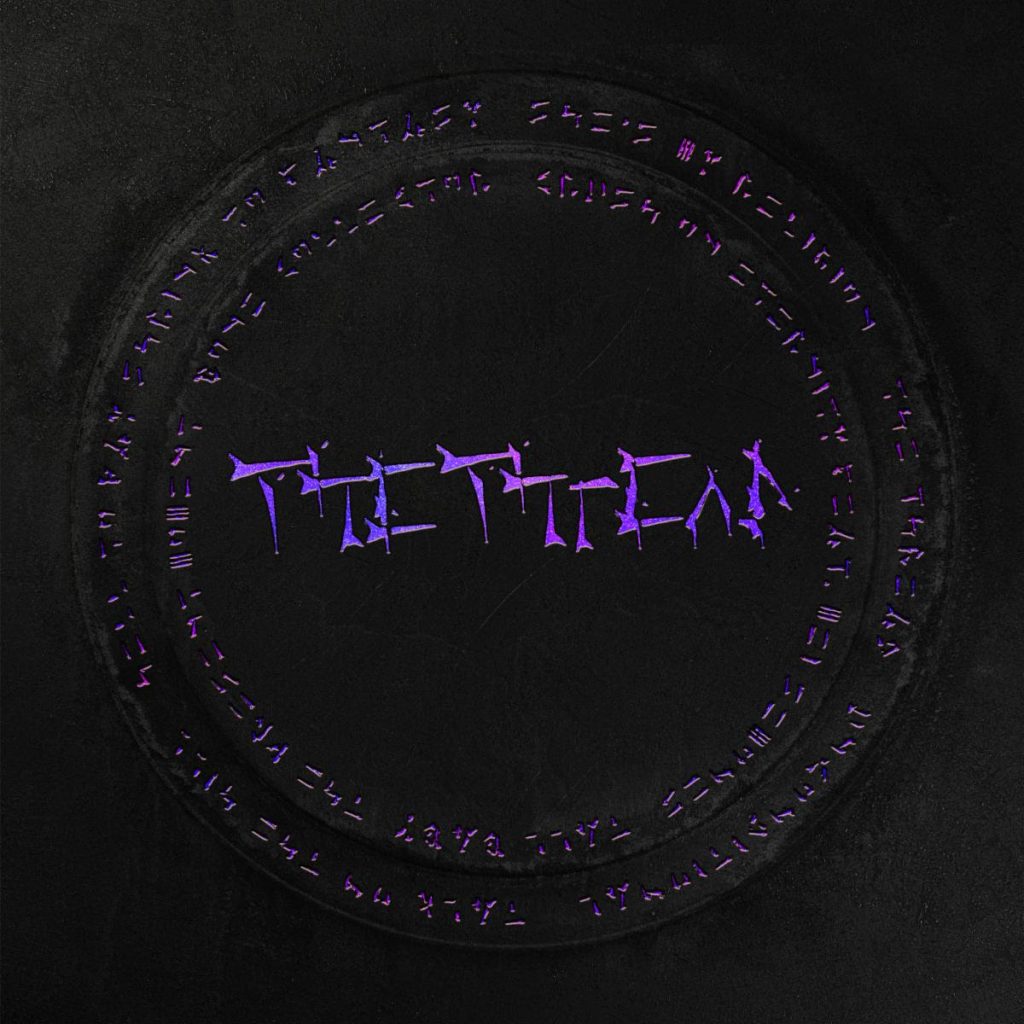 Album cover for WILLOW's 2026 album The Thread, featuring a black background with glowing purple typography and circular symbolic artwork.