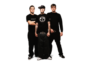 blink-182 band members Mark Hoppus, Tom DeLonge and Travis Barker during the Take Off Your Pants and Jacket era
