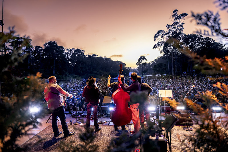 Crowds gather during Hardly Strictly Bluegrass in Golden Gate Park, San Francisco.