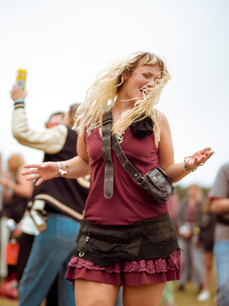 Festivalgoer dancing during Outside Lands 2026 in Golden Gate Park Title: Dancing at Outside Lands 2026