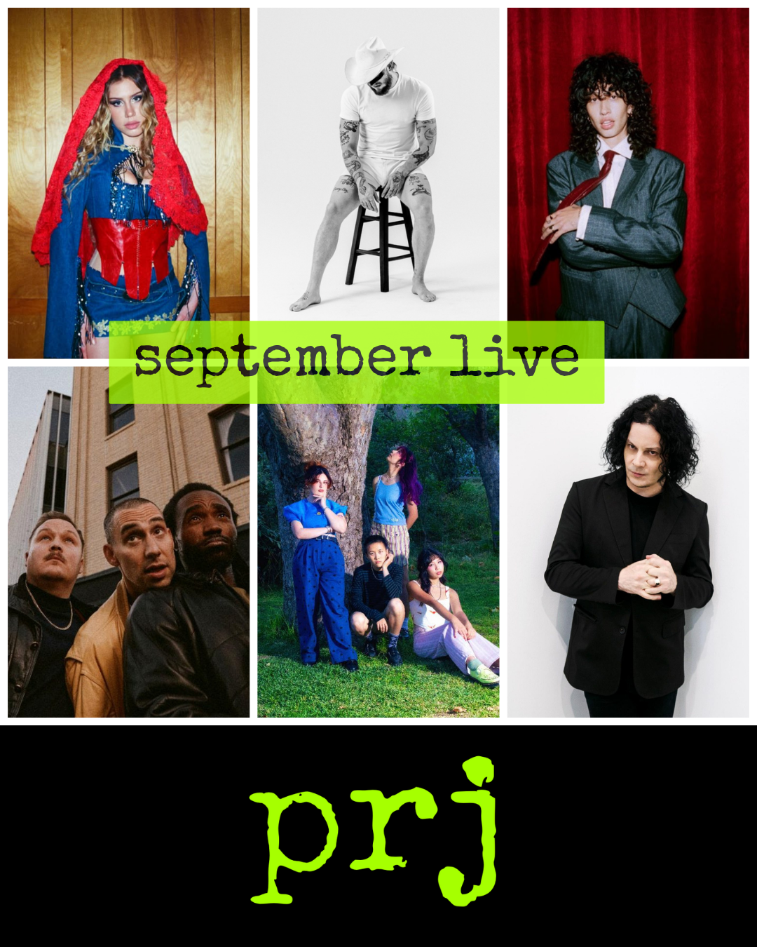 Collage of Slayyyter, Orville Peck, Towa Bird, Bleachers, The Linda Lindas and Jack White for the best Bay Area concerts in September 2026.
